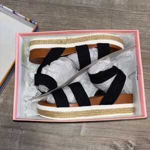 Black Strappy Espadrille Sandals